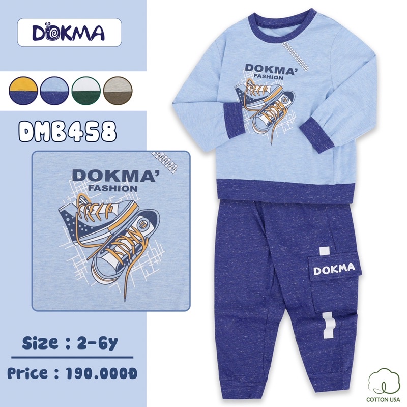 Bộ Cổ Tròn Dài Tay Dokma chất liệu cotton thấm hút -mềm mại