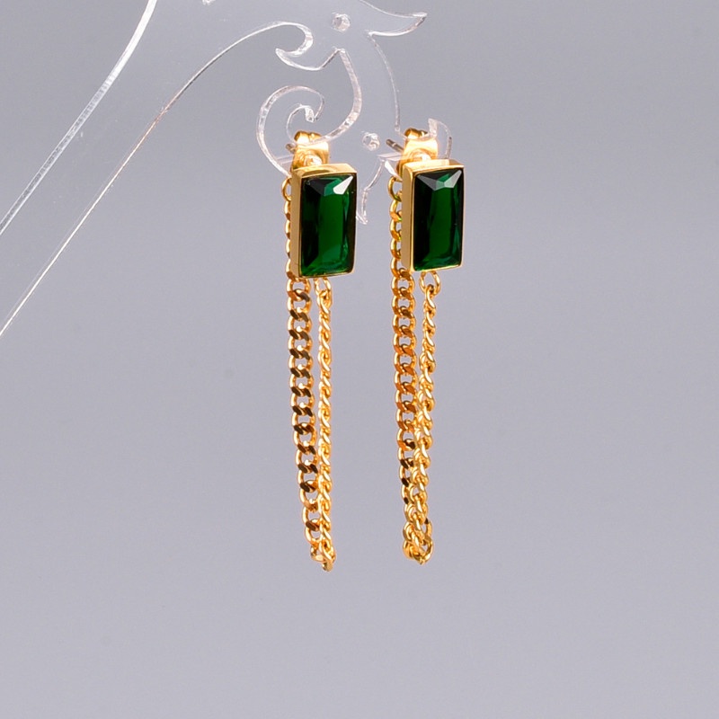 Bông Tai Dây Xích Titan Ko Đen TT 3869 - màu vàng