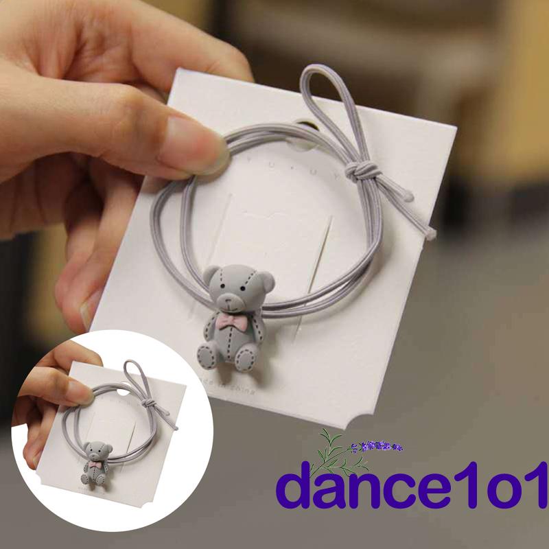 Dây cột tóc hình gấu hoạt hình màu trơn/tương phản xinh xắn dành cho bé gái