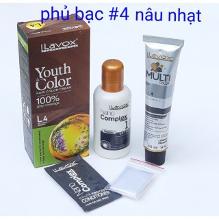 NHUỘM PHỦ BẠC CAO CẤP YOUTH&amp;COLOR LAVOX 60MLx2 NÂU NHẠT