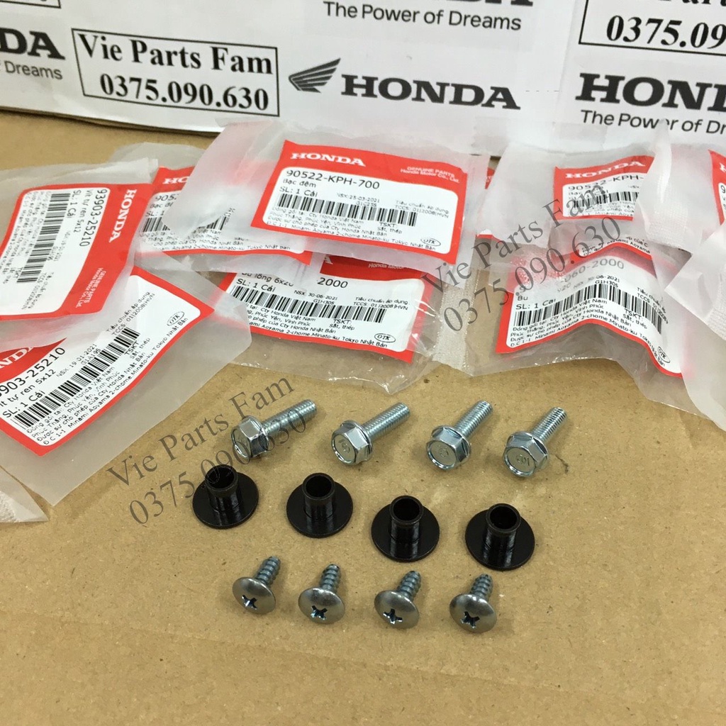 Bộ ốc bắt dè chắn bùn sau đuôi biển số Winner đời đầu, Winner V1 - Hàng chính hãng Honda