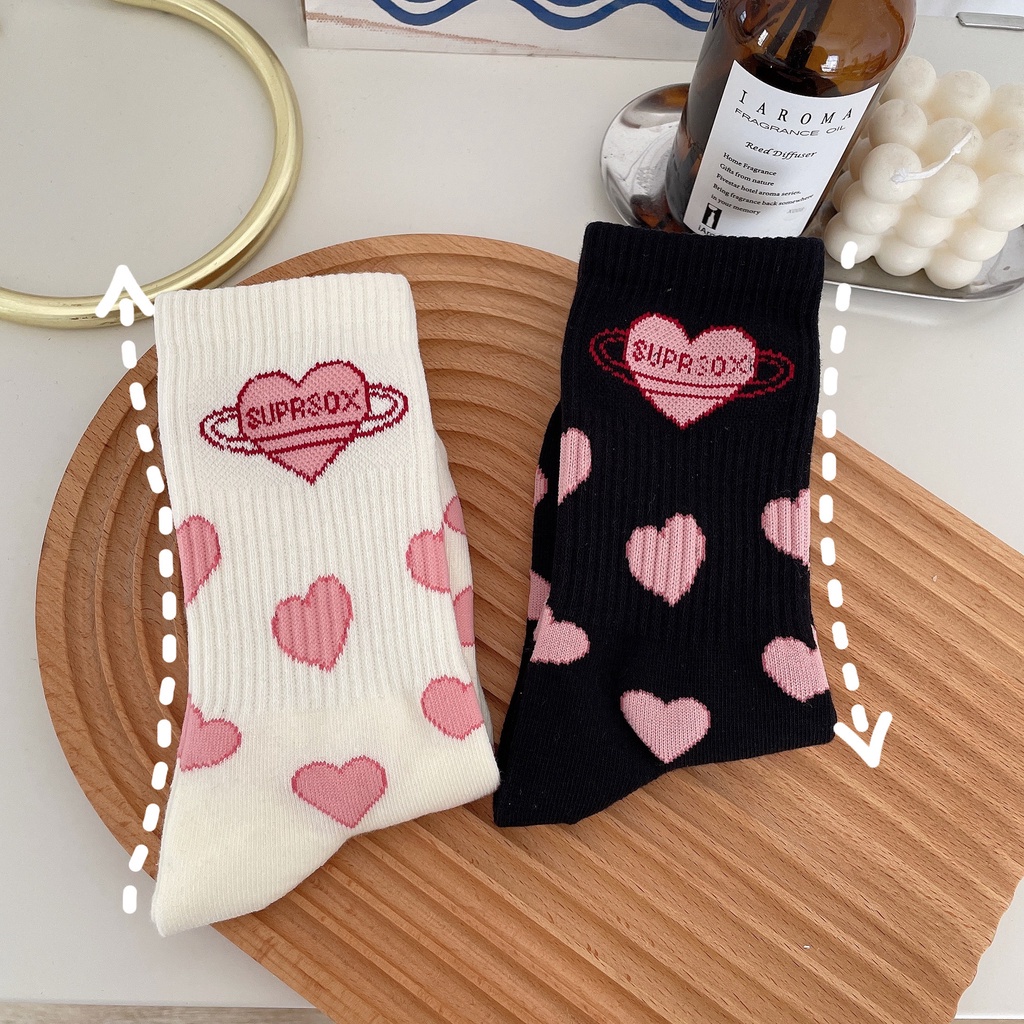 Vớ cotton Cổ Cao Màu Trắng/Đen Phong Cách Lolita Cho Nữ