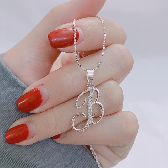 Dây chuyền nữ, mặt Chữ cái cách điệu xinh xắn dây chạm lấp lánh nhỏ xinh. Dây bền đẹp Mainomi Shop Bạc Xinh