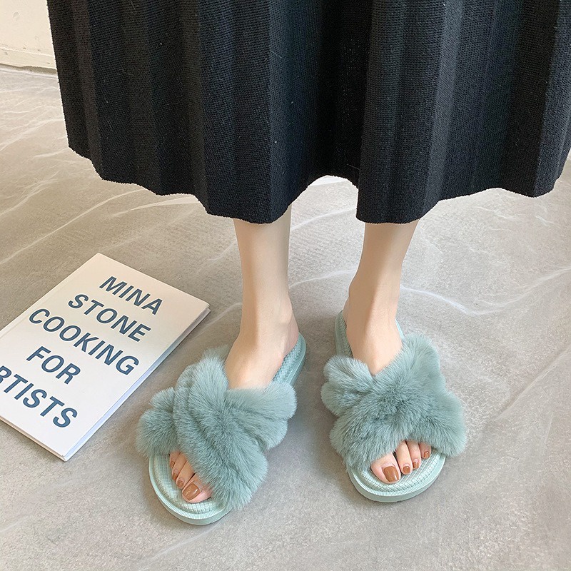 Dép Bông Quai Ngang Làm Ấm Chân Mang Trong Nhà