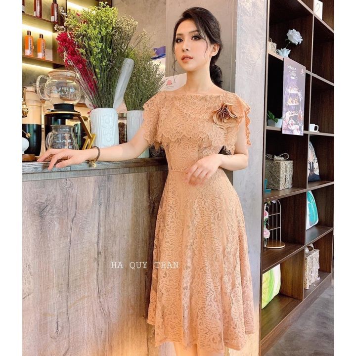 Váy Đầm Thiết Kế Cao Cấp - Vải ren sang trọng, quý phái, nhẹ nhàng - Váy Đầm Ulzzang dáng xòe siêu đẹp