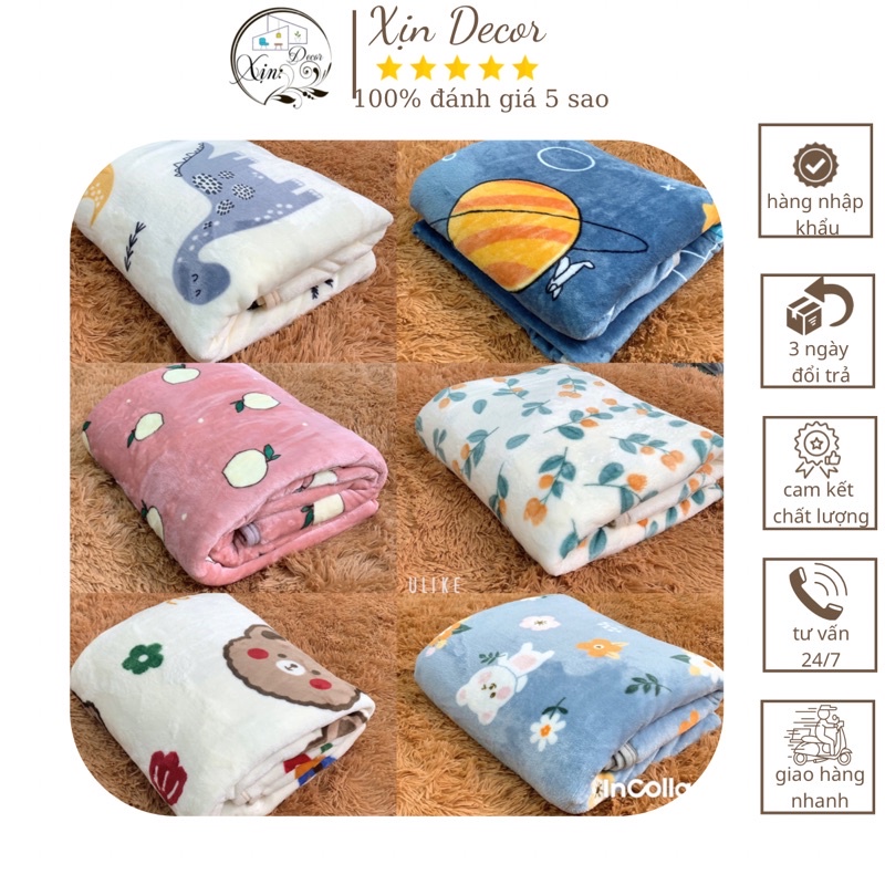 Chăn nhung tuyết sữa phong cách Hàn Quốc siêu mềm mịn 1,5kg- mẫu mới nhất 2021 Xịn Decor