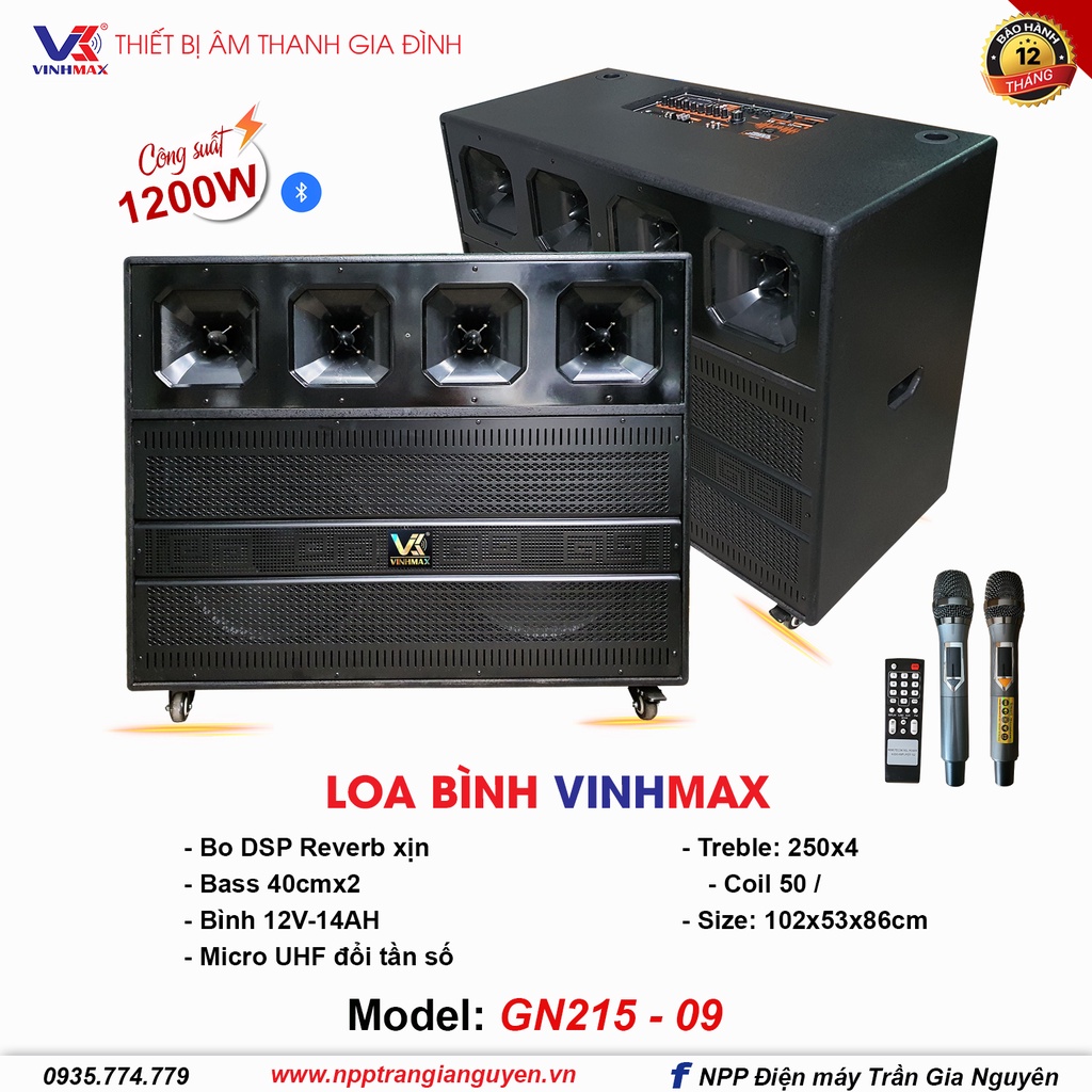 Loa kéo khủng 4 tấc đôi, 4 treble, công suất cực đại. Bảo hành 12 tháng