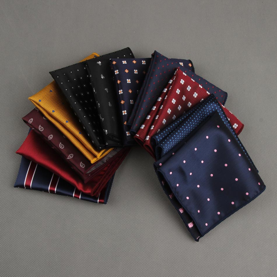 Khăn Vuông Bỏ Túi 23 * 23cm Chất Liệu polyester Họa Tiết Sọc / Chấm Bi Cho Nam