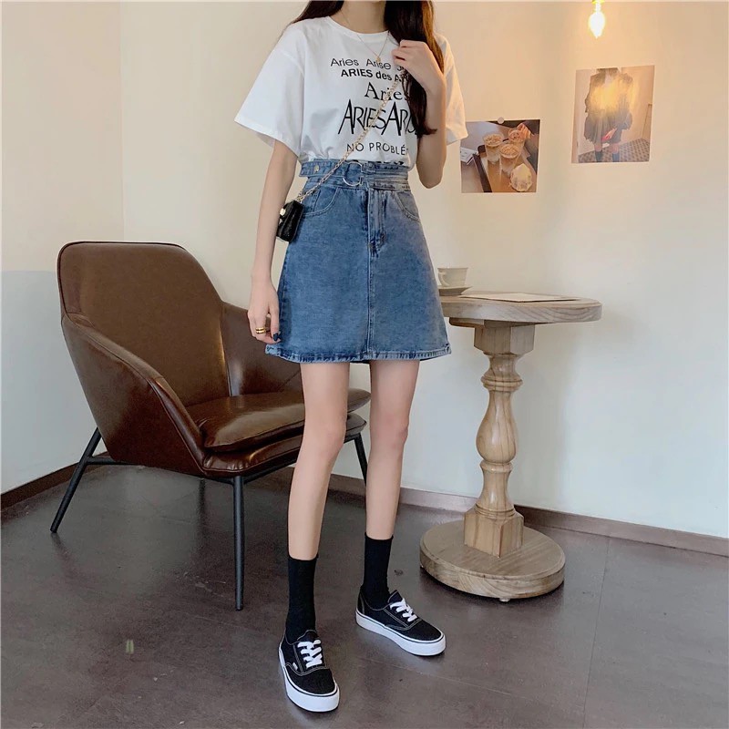 [MẪU MỚI] Chân váy jeans cạp cao chữ A ⚡️ 𝐅𝐑𝐄𝐄 𝐒𝐇𝐈𝐏 ⚡️Màu sắc basic, trẻ trung - Mã CV3 | BigBuy360 - bigbuy360.vn