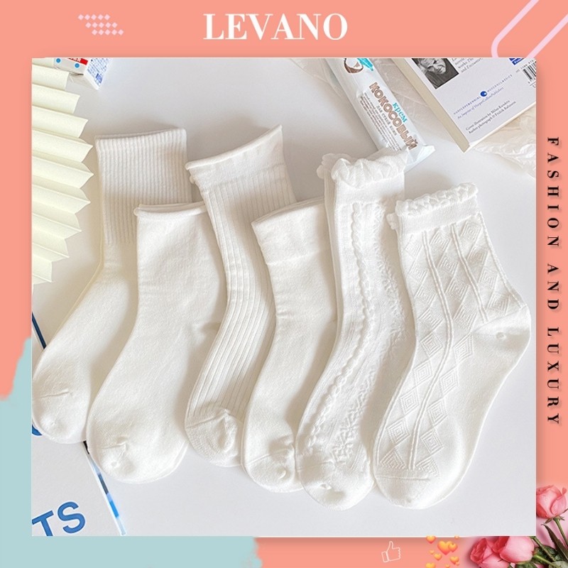 Tất cao cổ nữ thể thao công sở LEVANO chất liệu cotton co giãn 4 chiều Hàn quốc dễ thương T020