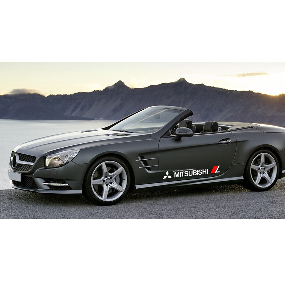 Bộ 2 Miếng Dán Trang Trí Cửa Xe Hơi Mitsubishi Chất Liệu Vinyl