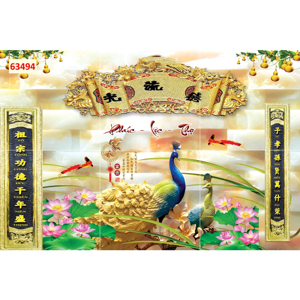 Tranh Dán tường 3d Phòng thờ, bàn thờ màu sắc, hình ảnh sắc nét