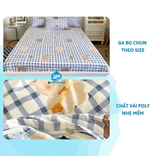 Bộ chăn ga gối Cotton Poly nhập khẩu 4 món, ga giường bo chun đủ size nệm 1m2 1m4 1m6 1m8 2m