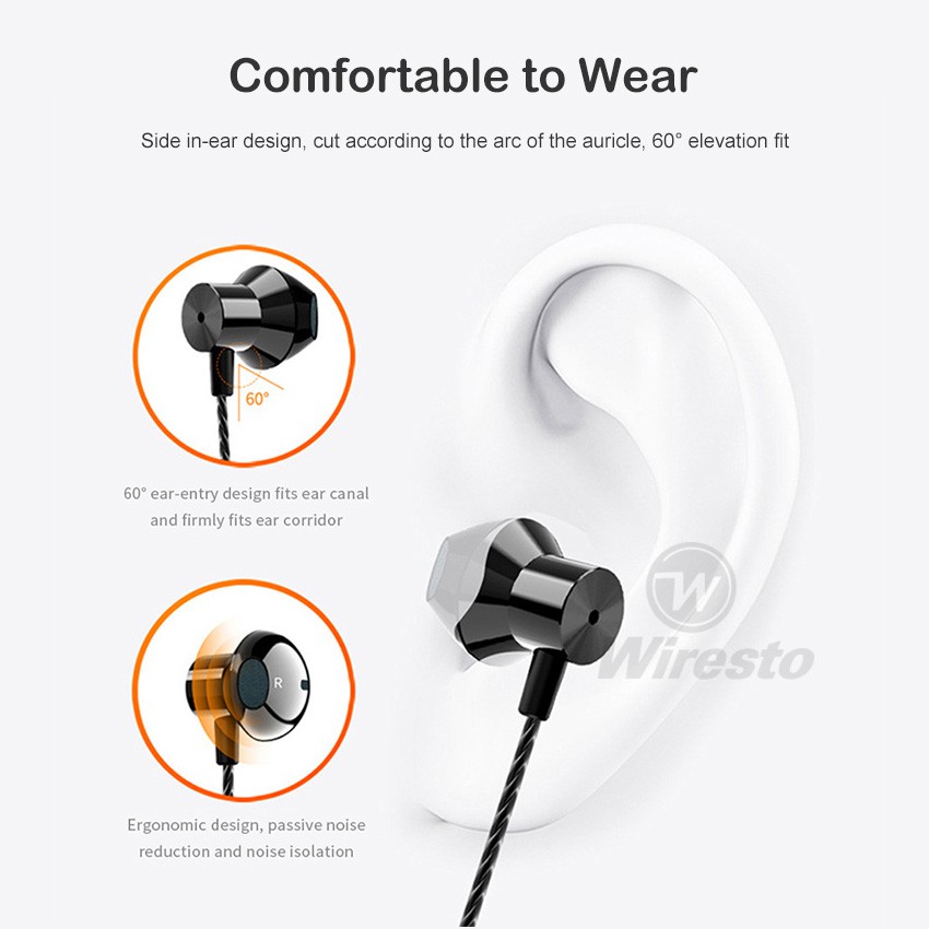 Tai Nghe Wiresto Âm Thanh Nổi Stereo Giúp Giảm Tiếng Ồn Thiết Kế Đầu 90 Độ Kèm Micro HD
