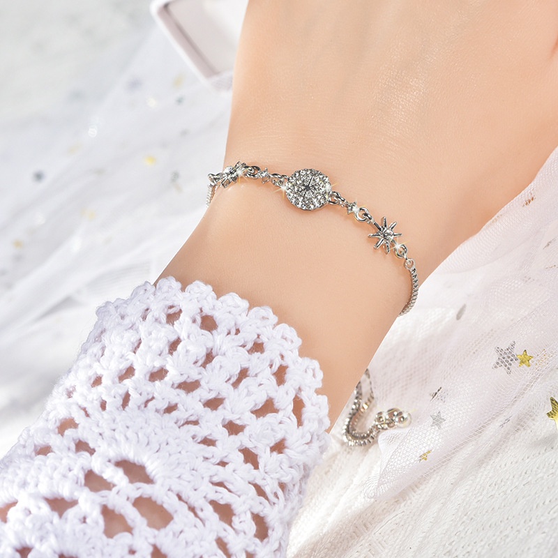 Vòng tay MANYUE đính đá kim cương giả màu kẹo có thể điều chỉnh kích thước phong cách thời trang Hàn Quốc
