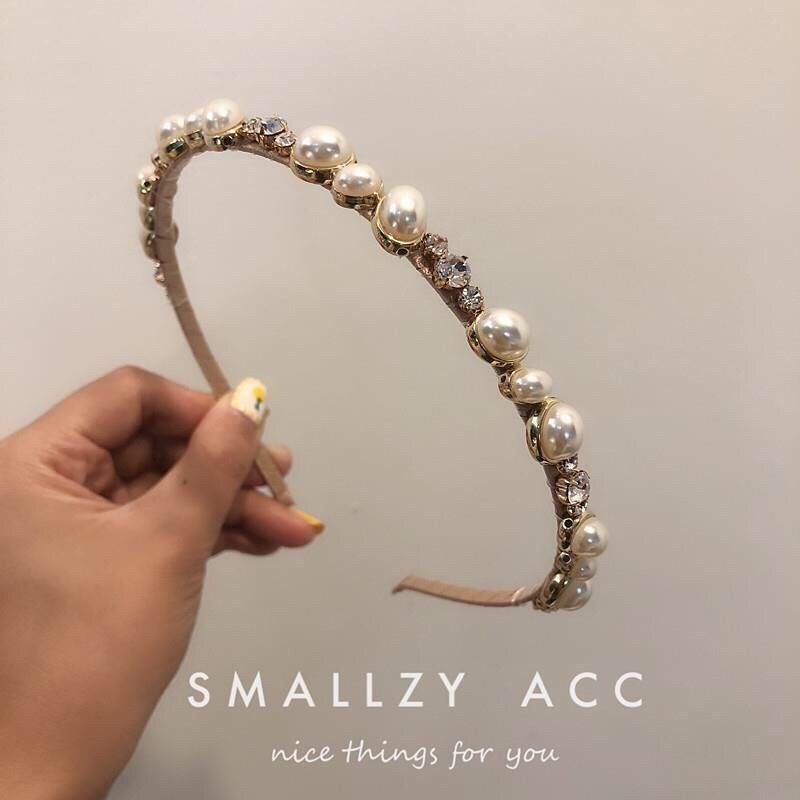 Băng Đô Cài Tóc Đính Đá Ngọc Trai Phong Cách Retro