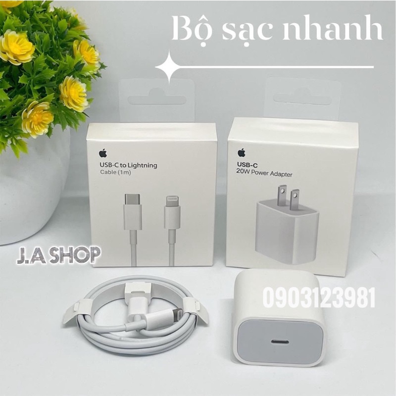 Bộ Sạc Nhanh iPhone Chính Hãng, Củ Sạc Nhanh PD 20W, Cáp Sạc Nhanh USB-C To Lightning Cho iPhone 12/11//Xs/X/8/iPads