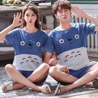 Unisex đồ ngủ Đồ ngủ đôi nam nữ thời trang hoạt hình dễ thương, bộ đồ mặc nhà bằng vải cotton