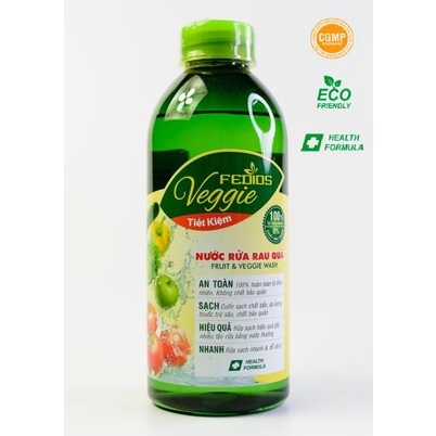 Nước rửa rau củ quả, trái cây FEDIOS VEGGIE 400ml, sạch gấp nhiều lần so với nước, 100% từ thiên nhiên an toàn tuyệt đối