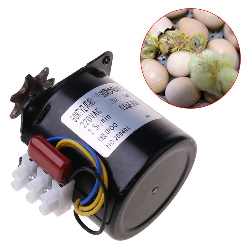 COLO  220V AC Eggs Turner Motor Incubator Engine Reversible Geared Components 2.5r/min