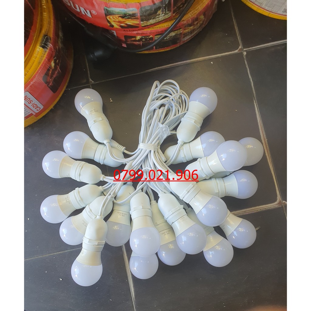 Bộ dây treo kín nước dài 10m 20 đuôi đèn e27