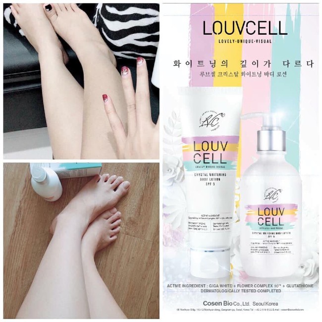 Dưỡng thể Louv Cell dưỡng trắng mềm mịn da Crystal Whitening Body Lotion