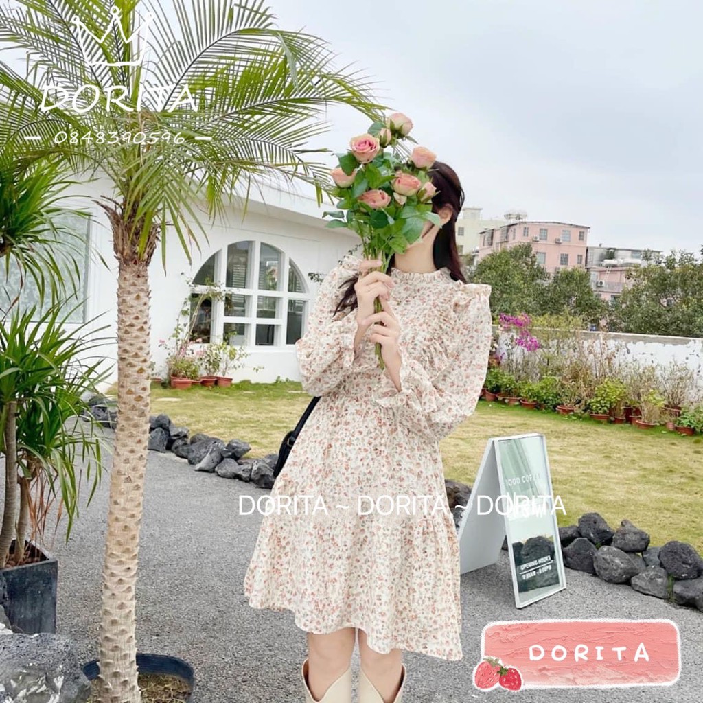 Váy hoa nhí viền bèo Ulzzang Hàn quốc 2021 - Đầm vintage viền bèo 2021 - Dorita Boutique