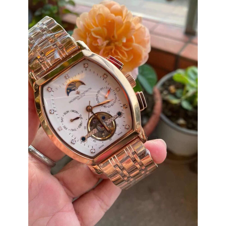 Đồng hồ Nam Vacheron constantin bầu cơ tự động 6kim máy Nhật trăng sao size 40-41 dây kim loại