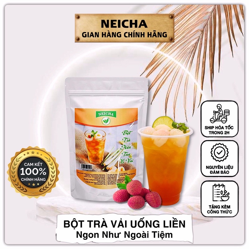 Trà Vải Neicha hàng chính hãng/ Bột trà hoa quả PHA SẴN SIÊU NHANH thơm ngon chuẩn vị.