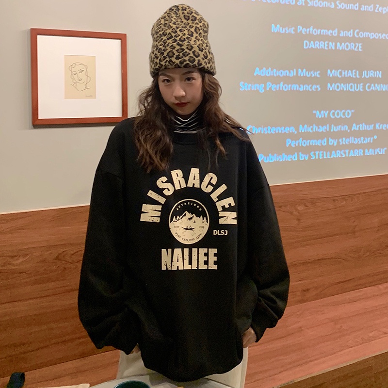 Áo Sweater Tay Dài VATI Dáng RộngÁo Thun In Chữ Phong Cách Hàn Quốc Dễ Thương Cho Nữ