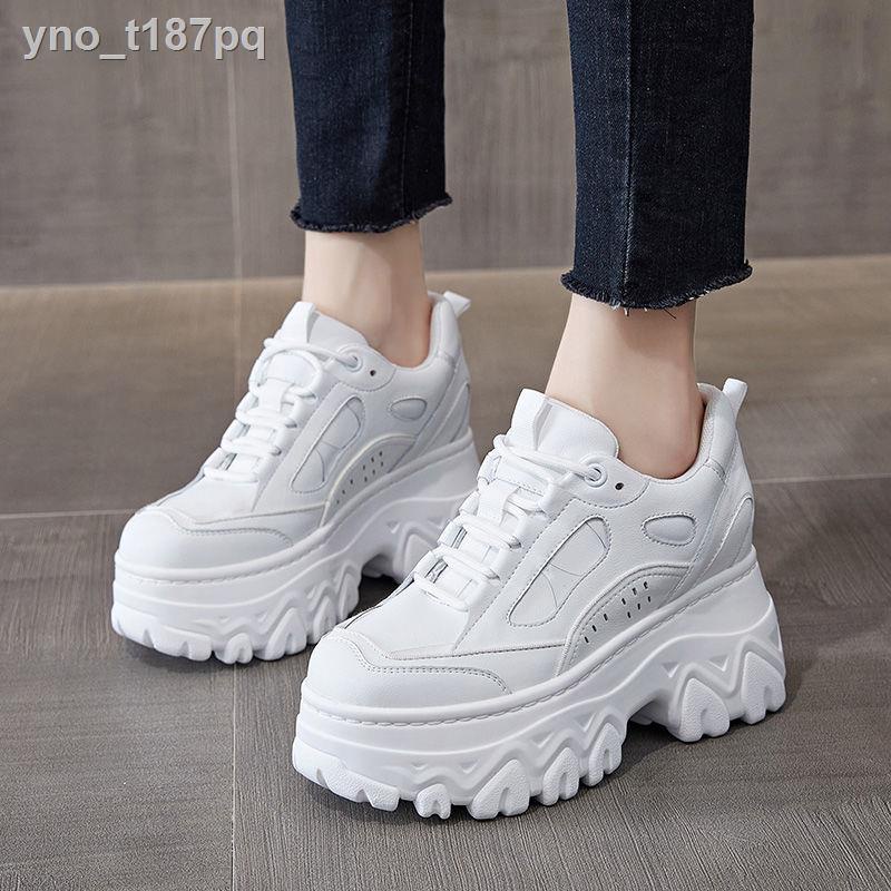 Giày cao thủng Trăm kỷ niệm thường đế dày của nữ platform bố gót thể thao đơn 1126