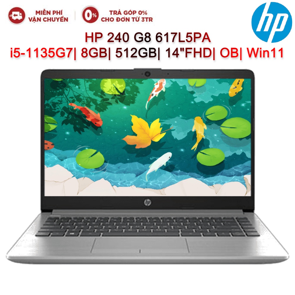 [Mã ELHP15 giảm 10% đơn 15TR] Laptop HP 240 G8 617L5PA i5-1135G7| 8GB| 512GB| 14&quot;FHD| OB| Win11