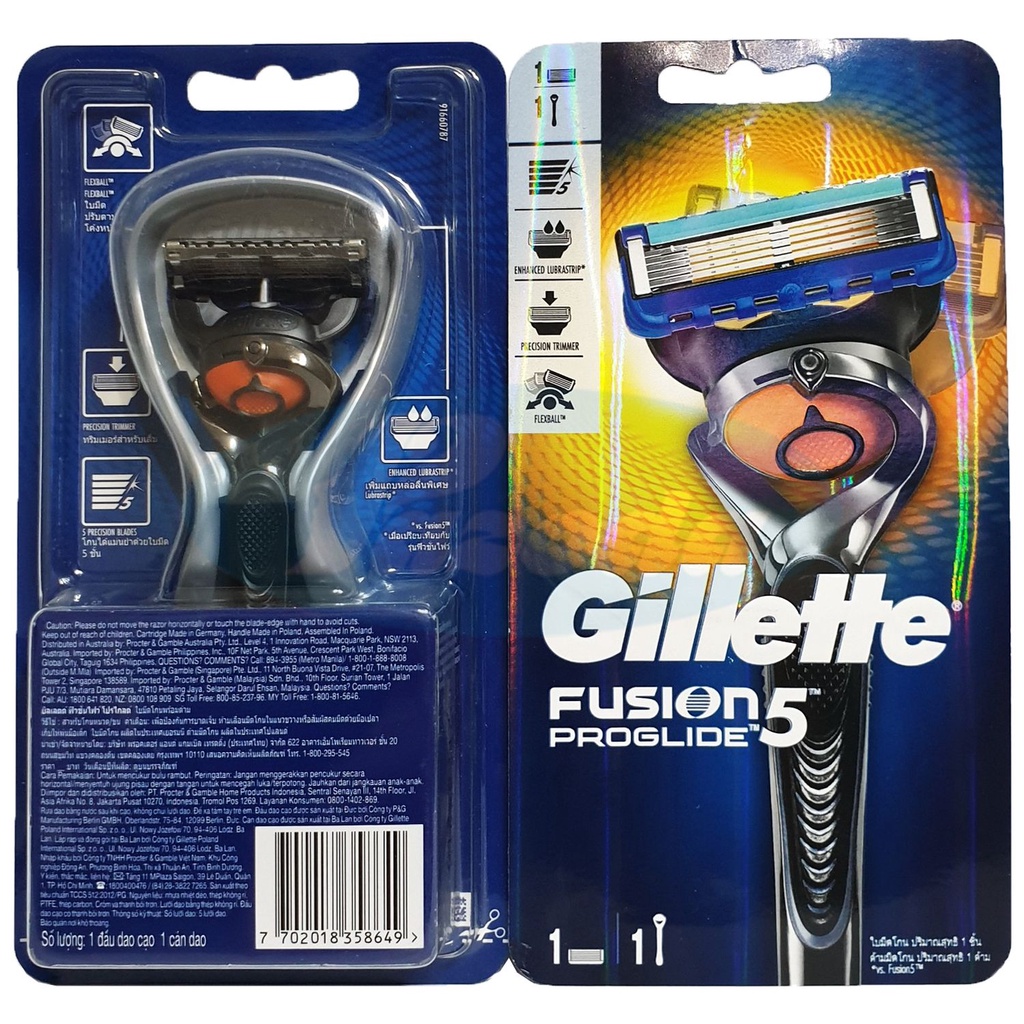 Dao cạo râu 5 lưỡi Gillette Fusion5/ Proglide5/ Proshield5 Power (Tay cầm xoay chiều - sử dụng pin, đầu cạo 5+1)