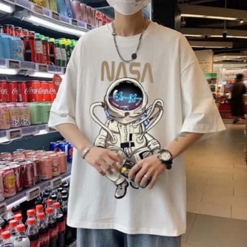 Áo Thun Cổ Tròn In Hình Phi Hành Gia Thời Trang Hàn Quốc Size M-5XL