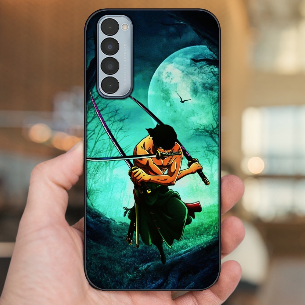 Ốp lưng Oppo Reno 4 Pro viền đen in hình Zoro One Piece
