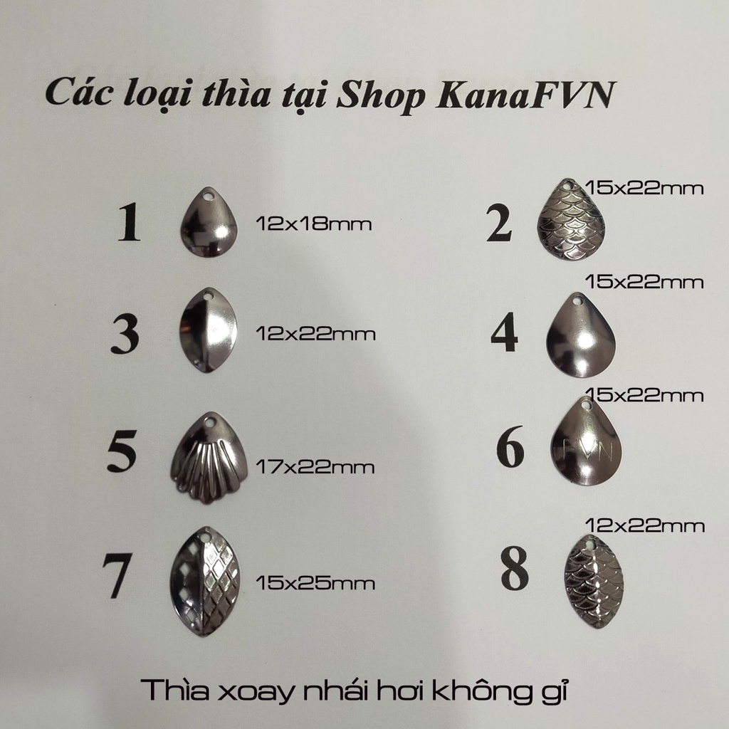 Thìa xoay chống gỉ, dùng cho mồi nhái hơi câu lure