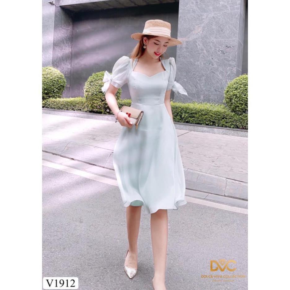 đầm dáng suông cổ U tay nơ V1912 - Đẹp Shop DVC
