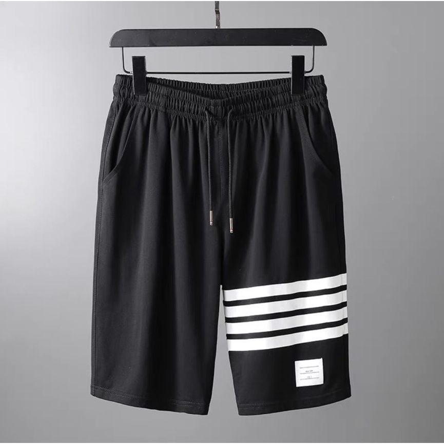 Set Bộ 2 Món Quần Shorts + Áo Thun Nam Nữ Unisex Chất Vải Thun CB2_MSH001THDEF6_WAT467CT (3 Kẻ Ngang + Mailkoo)