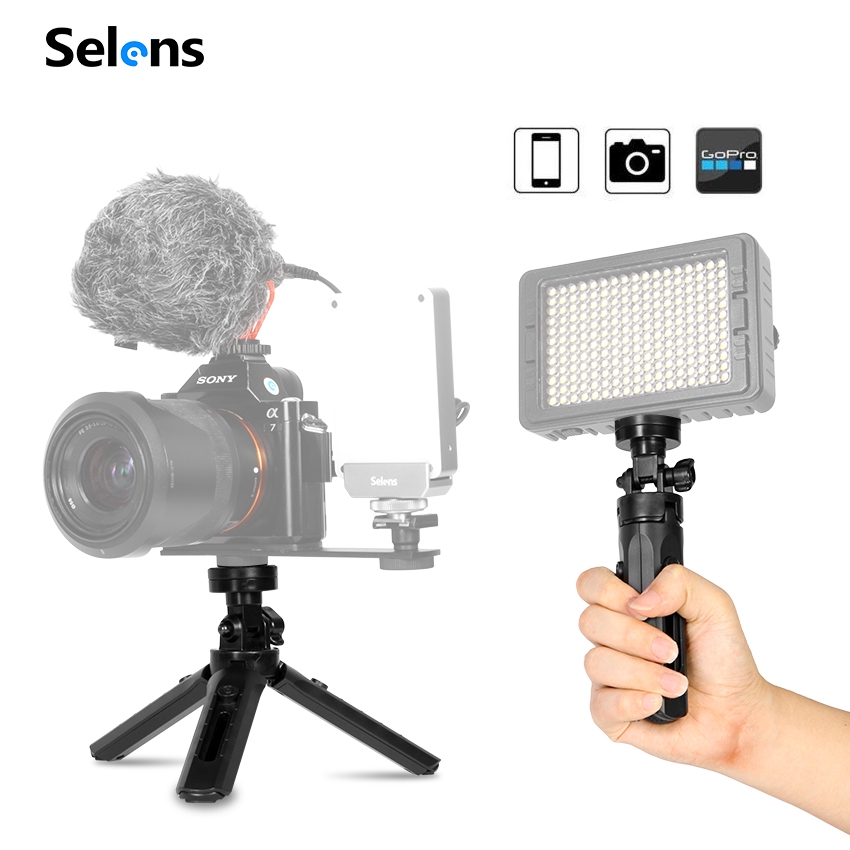 GOPRO Selens MIC-06 Âm Thanh Nổi Có Chân Tripod Ổn Định Cho Máy Ảnh DSLR Vlog PC Điện Thoại Di Động
