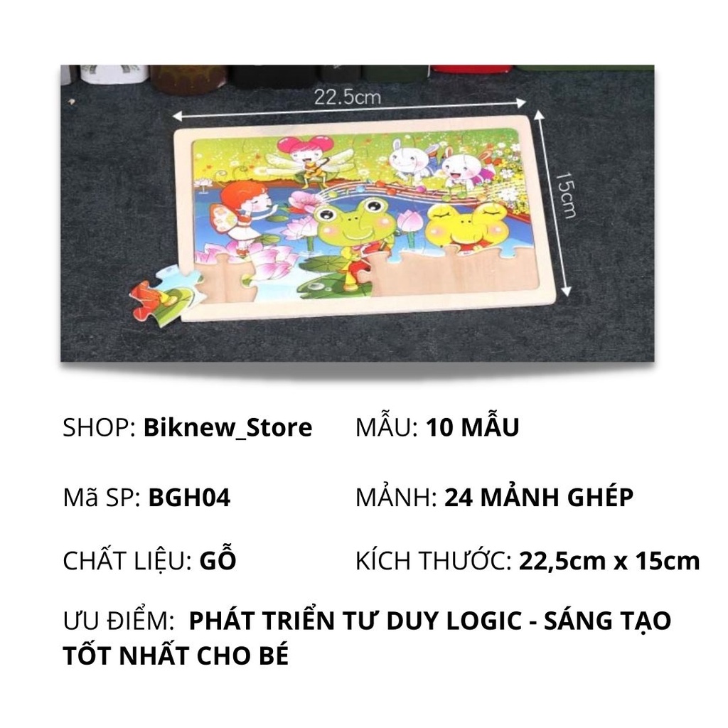 Đồ chơi ghép hình cho bé gỗ 3d 24 mảnh, giáo dục rèn luyện trí tuệ thông minh tập trung sáng tạo và kiên nhẫn - BGH04