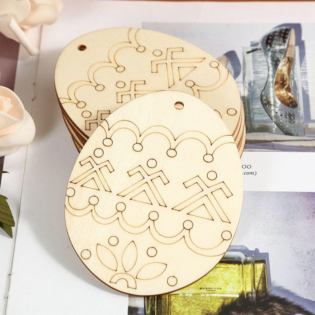 IVORY Trứng Phục Sinh Bằng Gỗ Dễ Thương Dùng Trang Trí DIY