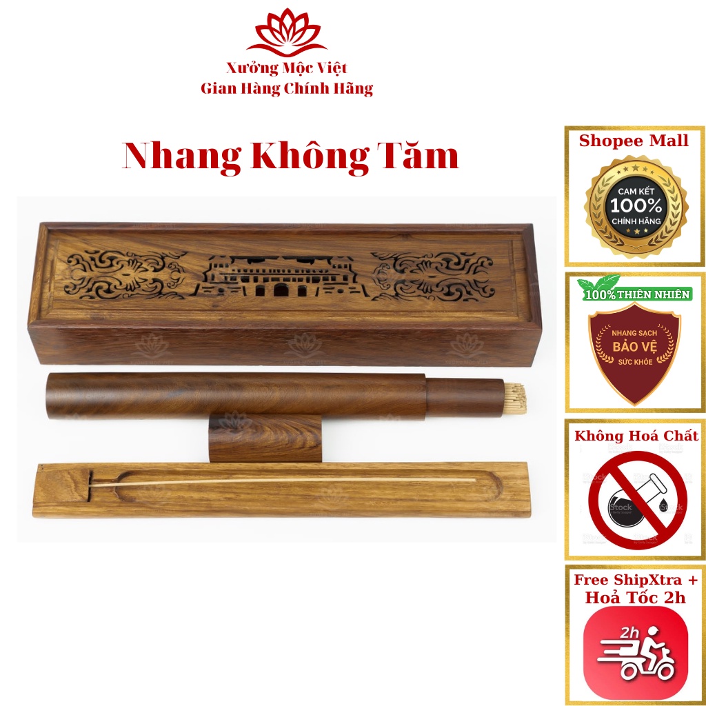 Nhang Không Tăm Trầm Hương Tự Nhiên Xưởng Mộc Việt - Ống Nhựa 90 Cây Nhang