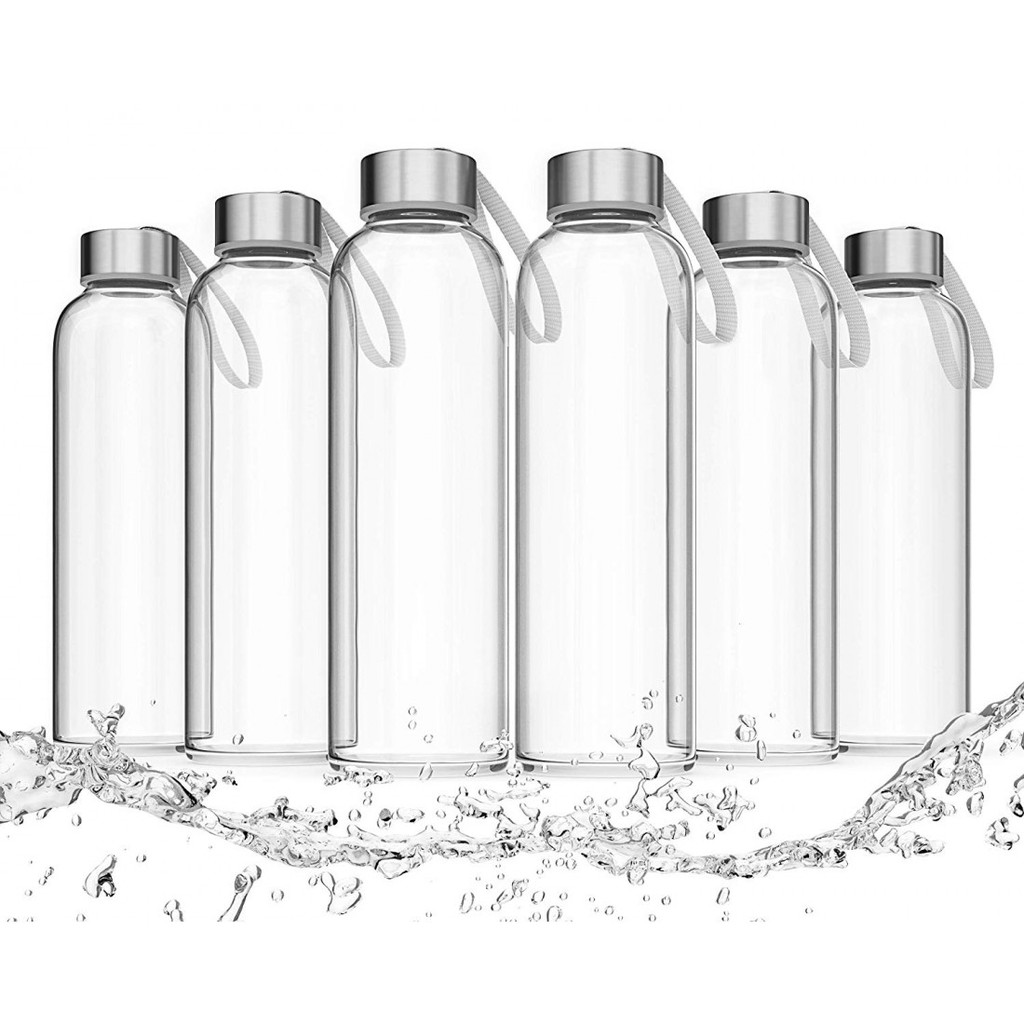 Bình đựng nước detox thủy tinh 500ml nắp bạc và có dây xách tiện dụng cho bạn đựng đồ uống hằng ngày - BTT