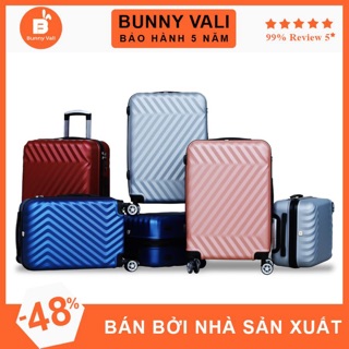 Vali du lịch Bunny 1208 - kéo, nhựa, cao cấp, chống xước, chống vỡ size 20, size 24