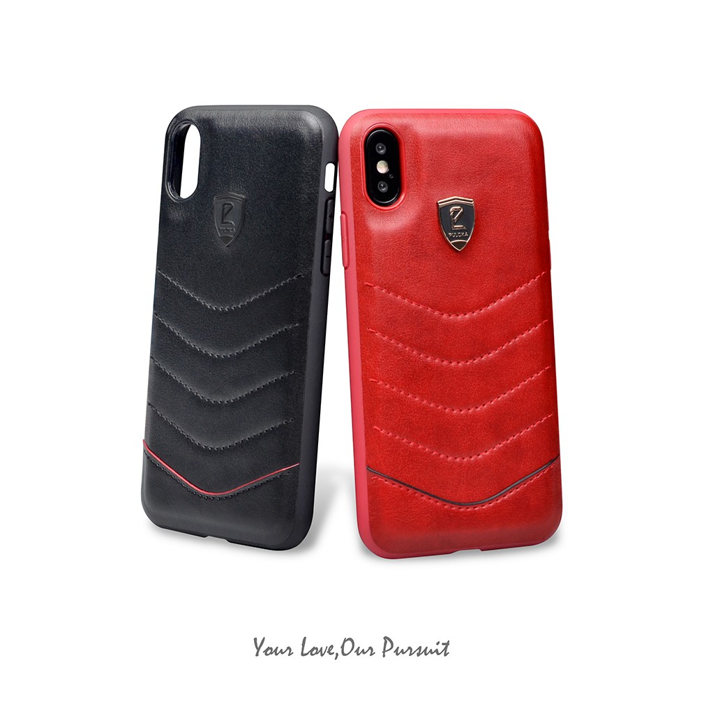 PULOKA IPhone Xs Max Trường Hợp Da Sóng Phong Cách X / XX / Xr Trường Hợp Porsche Logo Cứng Bìa Vỏ Bọc Hợp