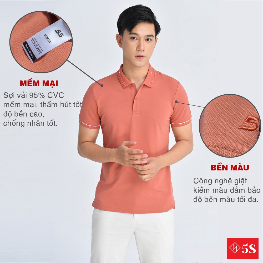 Áo Polo Nam 5S FASHION Chất Liệu Cotton, Thoáng Mát, Thấm Hút, Thiết Kế Basic, Dễ Mặc (APC23404)