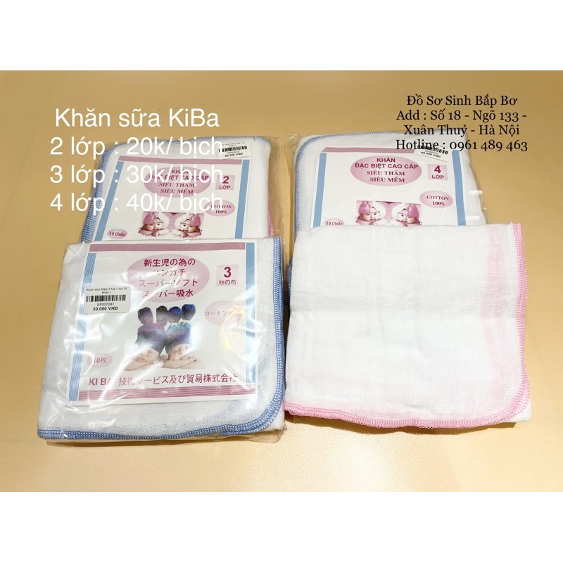Khăn sữa Kiba( 1 bịch gồm 10 cái )