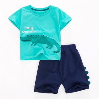 Bộ cotton hoạt hình cá sấu dễ thương cho bé từ 10kg-25kg