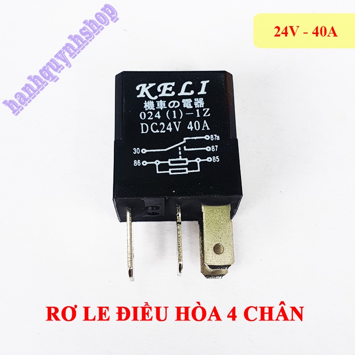 Rơ le điều hòa ô tô 4 chân 12V 40A hoặc 24V 40A màu đen (giá bán 1 cái)