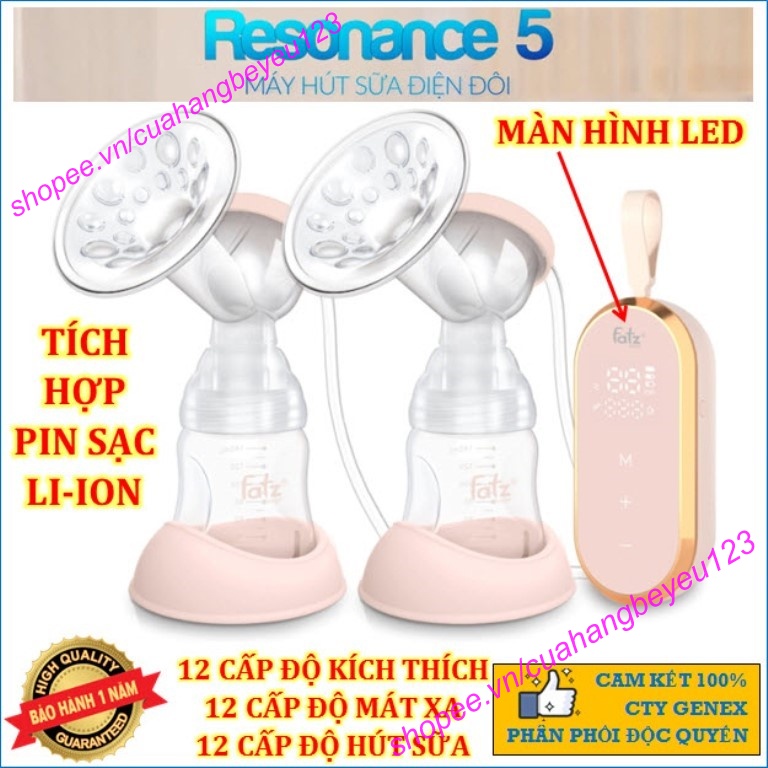 (BH 12TH) Máy hút sữa điện đôi Fatzbaby - Resonance 5 có pin sạc Fatz FB1180VN, FB1180VNH